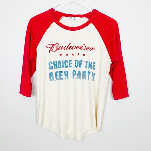 Junk Food Clothing Tops - JUNK FOOD Budweiser Beer Graphic Tee M Raglan New